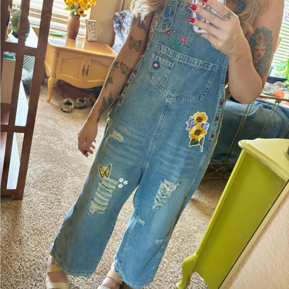 Hand Painted Denim Overalls S
